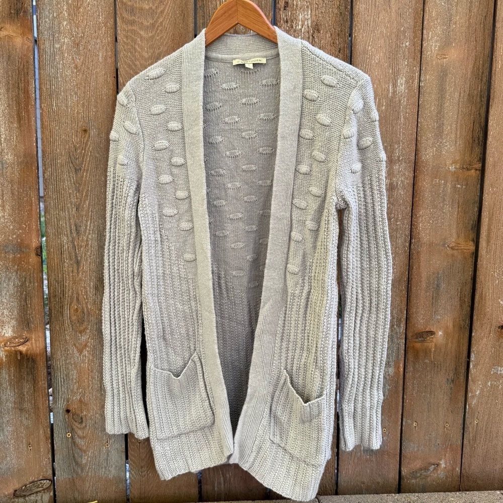 41 HAWTHORN Women’s Light Gray Textured Knit Cardigan Open Front Size Medium